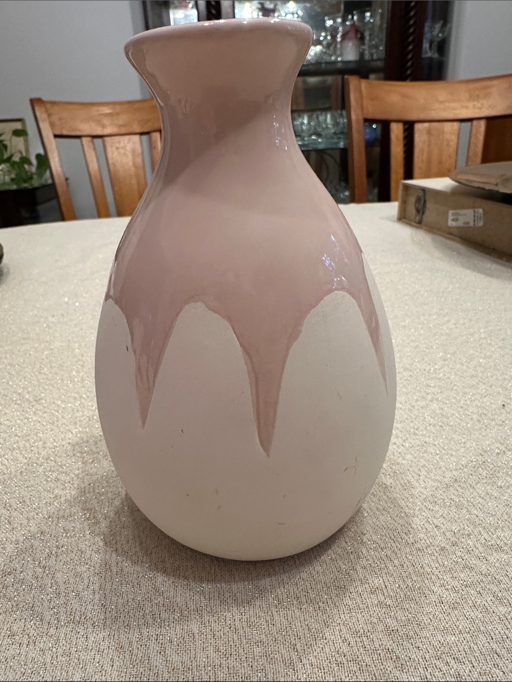 Isaac Mizrahi Blush Pink and White Ceramic Accent Vase
